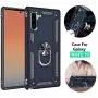 Note 10 Case with Kickstand and Metal Back Compatible with Samsung Galaxy Note 10 Cases Kick Stand Ring Magnetic Car Mount Metal Plate Back Full Body Protection Shockproof Ultra Slim (Blue, Note 10)