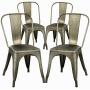 Dining Chairs Set of 4 Metal Chairs Patio Chair Dining Room Kitchen Chair 18 Inches Seat Height Tolix Restaurant Chairs Trattoria Metal Indoor Outdoor Chairs Bar Stackable Chair