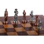 GiftHome Medieval British Army Antique Copper Metal Chess Set for Adults, Handmade Pieces and Mosaic Design Wooden Chess Board King 2.75 inc