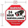 Signs Authority Reflective Warning 24 Hour Surveillance No Trespassing Metal Sign for Home Business Video Security CCTV Camera 12” by 12” Aluminum