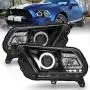 AmeriLite for 2010-2014 Ford Mustang Halogen Model Black Xtreme LED Halo Projector Replacement Headlights Pair - Passenger and Driver Side AmeriLite for 2010-2014 Ford Mustang Halogen Model Black Xtreme LED Halo Projector Replacement Headlights Pair - Passenger and Driver Side