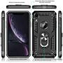 iPhone XR Case with HD Screen Protector, Gritup 360 Degree Rotating Metal Ring Holder Kickstand Armor Anti-Scratch Bracket Cover Case for Apple iPhone XR 6.1 inch Black