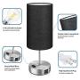 Black Touch Control Table Lamp Set of 2, with 2 USB Charging Ports&AC Outlet, 3-Way Dimmable Bedside Nightstand Lamps with Fabric Lampshade for Reading, Bedroom, Living Room, A19 LED Bulbs Included