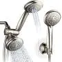 AquaSpa 6-in-1 High-Pressure Shower Head/Hand Held Showerhead Combo with Two OVERHEAD and LOW-REACH Wall Brackets, 3-way Water Diverter & Stainless Steel Hose/BRUSHED NICKEL FINISH/by HotelSpa AquaSpa 6-in-1 High-Pressure Shower Head/Hand Held Showerhead Combo with Two OVERHEAD and LOW-REACH Wall Brackets, 3-way Water Diverter & Stainless Steel Hose/BRUSHED NICKEL FINISH/by HotelSpa