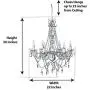 6 Light Crystal White Hardwire Flush Mount Chandelier H26”xW22”, White Metal Frame with Clear Glass Stem and Clear Acrylic Crystals & Beads That Sparkle Just Like Glass