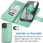Tekcoo Wallet Case for iPhone 12 Mini / iPhone12 Mini (5.4 inch) 2020 Luxury ID Cash Credit Card Slots Holder Carrying Pouch Folio Flip PU Leather Cover [Detachable Magnetic Hard Case] - Turquoise