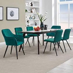 Duhome Upholstered Velvet Dining Chairs Reception Chairs, Tufted Accent Living Room Chairs with Metal Legs for Living Room/Kitchen/Vanity Set of 4 Atrovirens