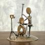 Handmade Auto Part Rustic Cellist Metal Sculpture (Mexico) Grey Iron