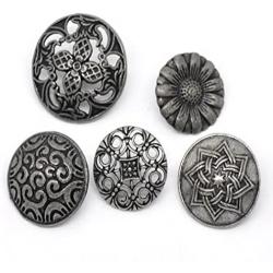 Souarts 50Pcs Vintage Buttons, Random Mixed Style Metal Round Buttons, Bronze Color Flower Patterns Engraved, for DIY Crafts Sewing Decorations