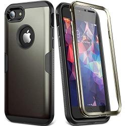 YOUMAKER Metallic Designed for iPhone 8 & iPhone 7, Full Body Rugged with Built-in Screen Protector Heavy Duty Protection Slim Fit Shockproof Cover for Apple iPhone 8 (2017) 4.7 Inch - Gun