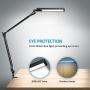 BYB E476 Metal Architect LED Desk Lamp, Swing Arm Task Lamp with Clamp, Eye-Care Drafting Table Lamp, Dimmable Office Light, 4 Color Modes, 6 Brightness Levels, Touch Control, Memory Function, Black
