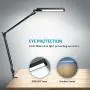 BYB E476 Metal Architect LED Desk Lamp, Swing Arm Task Lamp with Clamp, Eye-Care Drafting Table Lamp, Dimmable Office Light, 4 Color Modes, 6 Brightness Levels, Touch Control, Memory Function, Black