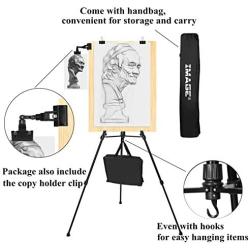 Easel Stand IMAGE Aluminum Metal Tripod Field Easel Adjustable Height 21 to 66 Inches Lightweight and Durable Artist Easel with Portable Bag for Floor/Table-Top Drawing and Displaying