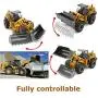 Top Race 10 Channel Full Functional Remote Control Front Loader Construction Tractor, Full Metal Bulldozer Toy Can Dig up to 3.5 Lbs, 1:14 Scale TR-213