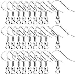 Agreatca 80 Pcs(40 Pairs) 925 Sterling Silver Earring Hooks, Earring Parts Wire Hooks Jewelry DIY Making