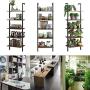 HOMFA 5-Tier Industrial Ladder Shelf Against The Wall, 72.6 Inches Display Storage Rack Plant Flower Stand Utility Organizer Bookshelf Wood Look Accent Metal Frame Furniture Home Office