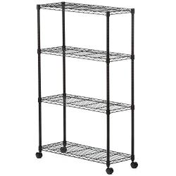 Sandusky MWS361454 Mobile Commercial Wire Shelving, 54'' Height x 36'' Width x 14'' Depth, 4 Shelves, Black