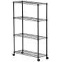 Sandusky MWS361454 Mobile Commercial Wire Shelving, 54'' Height x 36'' Width x 14'' Depth, 4 Shelves, Black