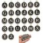 2 Sets(52pcs) Black Cute Mixed Letter Beads Metal Letter Charms Enamel Initial Charms Wholesale Double Sided Alphabet Charms for Necklace and Bracelet Making Craft Supplier (HM452)