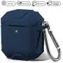 AirPods Case Accessories Kit [Front LED Visible], GMYLE Silicone Heavy Duty Armor Protective Shockproof Airpod Cover Skin with Keychain, Ear Hook, Magnetic Strap for Apple AirPod 1 & 2 – Navy Blue