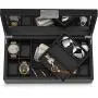 Glenor Co Watch and Sunglasses Box with Valet Tray for Men -14 Slot Luxury Display Case Organizer, Black Carbon Fiber Design for Mens Jewelry Watches, Mens Storage Holder w Large Mirror, Metal Buckle Glenor Co Watch and Sunglasses Box with Valet Tray for Men -14 Slot Luxury Display Case Organizer, Black Carbon Fiber Design for Mens Jewelry Watches, Mens Storage Holder w Large Mirror, Metal Buckle