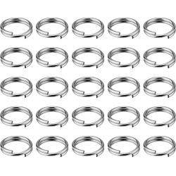 eBoot 50 Pieces Small Key Chain Ring Split Rings Key Chains for Keys Organization, Silver Color (15 mm Diameter)