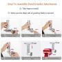 Meat Grinder Attachment for KitchenAid Stand Mixers, Accessories Included 2 Sausage Stuffer Tubes, Durable Metal Food Grinder Attachments by Kitchood, Silver