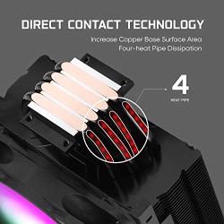 ABKONCORE CT408 CPU Cooler, 120mm Silent PWM Fan, 4 Continuous Direct Contact Heat Pipes, Auto RGB Spectrum LED CPU Fan, Auto RGB CPU Air Cooler, Intel LGA1151/1200, AMD AM4/Ryzen CPUs