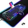 Wireless Gaming Keyboard and Mouse Combo,3 in 1 Rainbow LED Rechargeable Keyboard Mouse with 3800mAh Battery Metal Panel,10 Colors RGB Gaming Mouse Pad (32.5x12x0.15 inch),7 Colors Mute Gaming Mouse Wireless Gaming Keyboard and Mouse Combo,3 in 1 Rainbow LED Rechargeable Keyboard Mouse with 3800mAh Battery Metal Panel,10 Colors RGB Gaming Mouse Pad (32.5x12x0.15 inch),7 Colors Mute Gaming Mouse