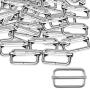 Tatuo 50 Pieces Slide Buckle 1 Inch Metal Tri-Glide Slides Silvery Slide Buckle Rectangle Adjustable Webbing Slider for Fasteners, Strap, Backpack DIY Accessories