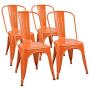 Furmax Metal Chairs Indoor/Outdoor Use Stackable Chic Dining Bistro Cafe Side Chairs Set of 4 (Orange)
