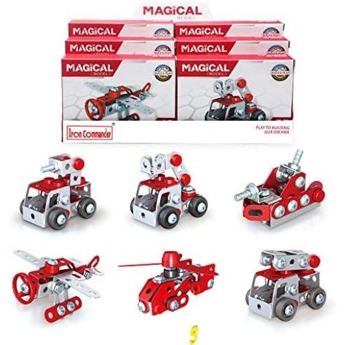 Iron Commander Mini Erector Sets Metal Building Set, Various Vehicles Model Stem Toys for Boys Girls Ages 8 and up (Fire Series)