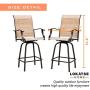 LOKATSE HOME 2 Piece Bar Height Patio Chairs Outdoor Swivel Stools Set Furniture with All Weather Metal Frame, Khaki