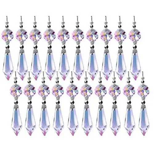 HDCRYSTALGIFTS Hanging Rainbow Maker Colorful Crystal Chandelier Parts Drops Icicle Prisms Fengshui Suncatcher (38mm,20pcs)