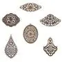 PH PandaHall 120pcs 6 Style Antique Bronze Iron Filigree Connectors Charms Pendants Metal Embellishments for DIY Hairpin Headwear Earring Jewelry Making