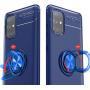 Newseego Compatible with Samsung Galaxy A51 5G Soft Case, Invisible 360 Degree Rotating Metal Ring Holder Kickstand Support Shockproof Soft Cover-Blue+Blue