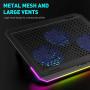 havit RGB Laptop Cooling Pad for 15.6-17 Inch Laptop with 3 Quiet Fans and Touch Control, Pure Metal Panel Portable Cooler (Black+Blue)