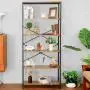 5 Tier Industrial Bookshelf, Tall Bookshelf, Vintage Free Standing Storage Shelf Units, Metal and Wood Book Shelves for Bedroom Living Room Home Office 5 Tier Industrial Bookshelf, Tall Bookshelf, Vintage Free Standing Storage Shelf Units, Metal and Wood Book Shelves for Bedroom Living Room Home Office