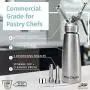 Whipped Cream Dispenser Stainless Steel - Professional Whipped Cream Maker - Gourmet Cream Whipper - Large 500ml / 1 Pint Capacity Canister - Includes 3 Culinary Decorating Nozzles Whipped Cream Dispenser Stainless Steel - Professional Whipped Cream Maker - Gourmet Cream Whipper - Large 500ml / 1 Pint Capacity Canister - Includes 3 Culinary Decorating Nozzles
