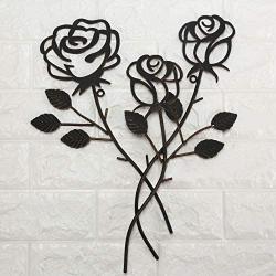 Scwhousi Metal Rose Wall Decor Garden Flower Wall Art,Rustic (14.25'' 1.75'')