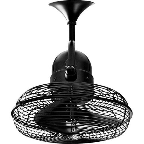 Matthews KC-BK Kaye 13'' Outdoor Wall Fan / Ceiling Fan with Wall Control, 3 Metal Blades with Safety Cage, Matte Black