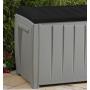 Keter Novel 90 Gallon Resin Deck Box-Organization and Storage for Patio Furniture Outdoor Cushions, Throw Pillows, Garden Tools and Pool Toys, Grey/Black