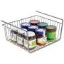 mDesign Household Metal Under Shelf Hanging Storage Bin Basket with Open Front for Organizing Kitchen Cabinets, Cupboards, Pantries, Shelves - Large, 2 Pack - Graphite Gray