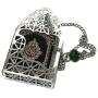 Islamic Car Rear Mirror Hanging Decorative Ornament Vehecle Necklace AMN142 Mini Al-Quran in Metal Cage Pendant Ramadan Eid Muslim Gift (Black/Silver)