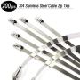 CenterZ 200pcs Stainless Steel Cable Ties, 11.8 inch Exhaust Wrap Metal Locking Zip Tie Bulk, Multi-purpose Reusable Industrial Heavy Duty Cord Management Wire Fastening Straps (11.8'' x 0.18'' x 0.01'')