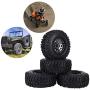 4pcs RC Hub Wheel Rim and Tires, Universal 2.2 Inch Metal Wheel Hub Crawler Rubber Tire RC Car Accessory (Titanium)