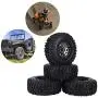 4pcs RC Hub Wheel Rim and Tires, Universal 2.2 Inch Metal Wheel Hub Crawler Rubber Tire RC Car Accessory (Titanium)
