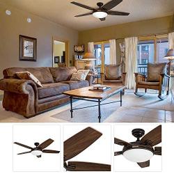 Honeywell Carmel 48-Inch Ceiling Fan with Integrated Light Kit and Remote Control, Five Reversible Cimarron/Ironwood Blades, Oil-Rubbed Bronze