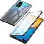 Jonwelsy Magnetic Adsorption Case for Huawei P40 Pro, 360 Degree Front and Back Clear Tempered Glass Flip Cover, Metal Bumper Frame for Huawei P40 Pro (Black)