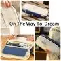 EASTHILL Big Capacity Pencil Pen Case Office College School Large Storage High Capacity Bag Pouch Holder Box Organizer Blue